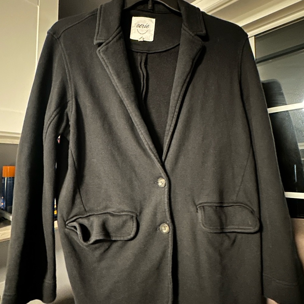 Aerie Black Blazer Soft Knit Suit Jacket